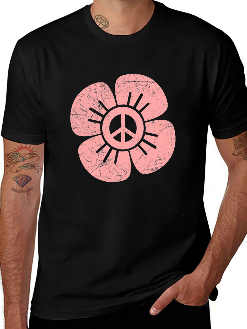 Peace Flower Graphic Tee - Retro Style
