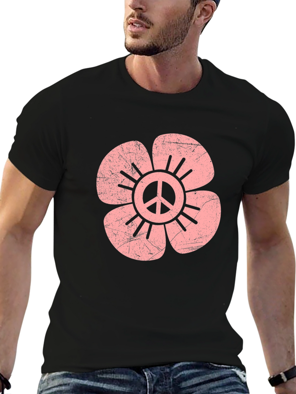 Peace Flower Graphic Tee - Retro Style