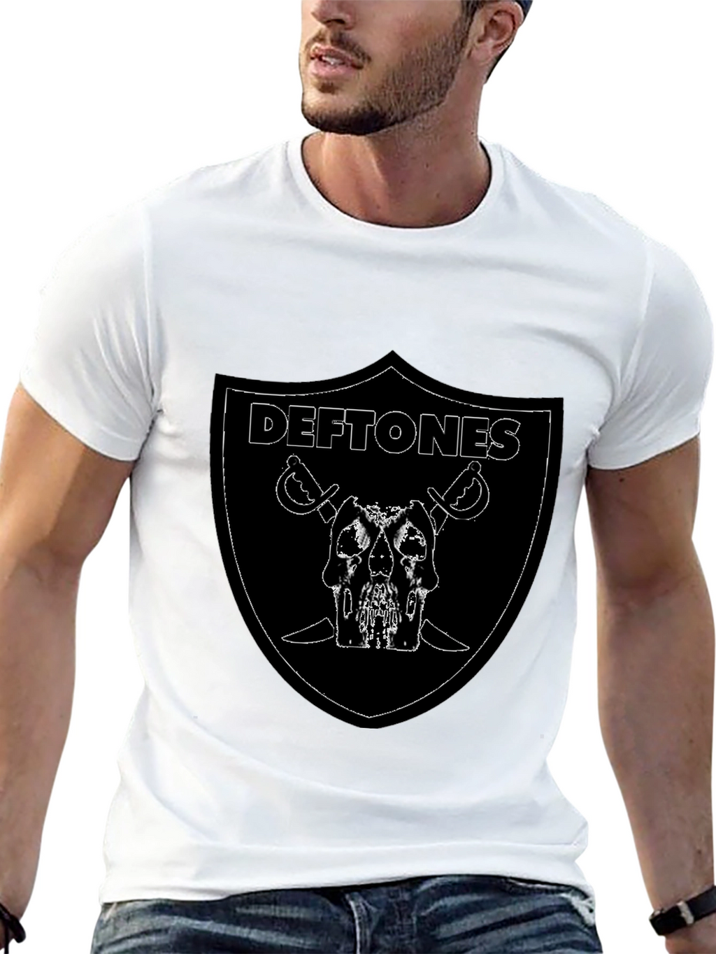 Deftones Raiders Style Graphic T-Shirt - Black