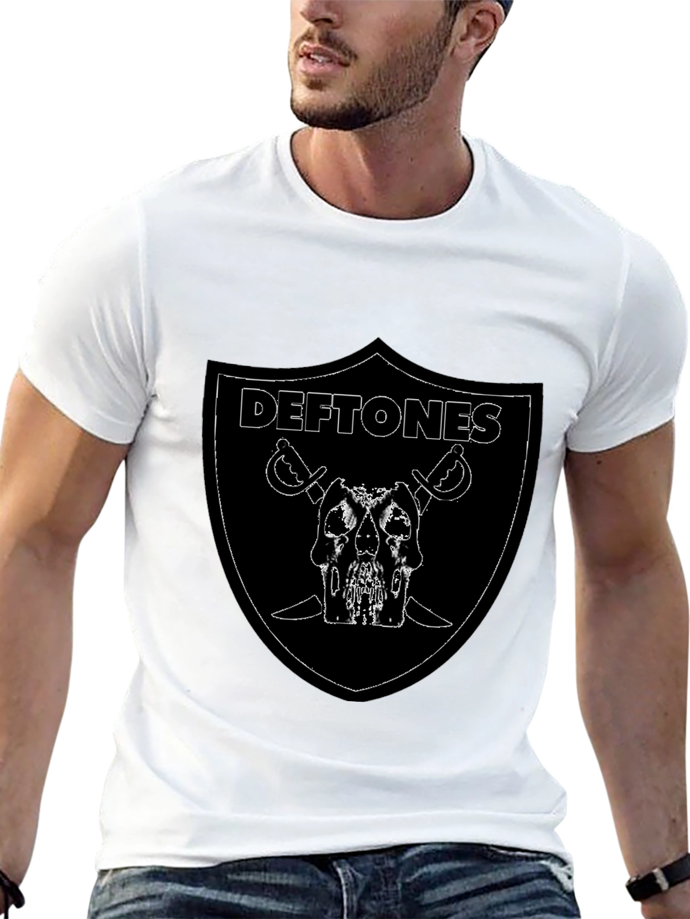 Deftones Raiders Style Graphic T-Shirt - Black