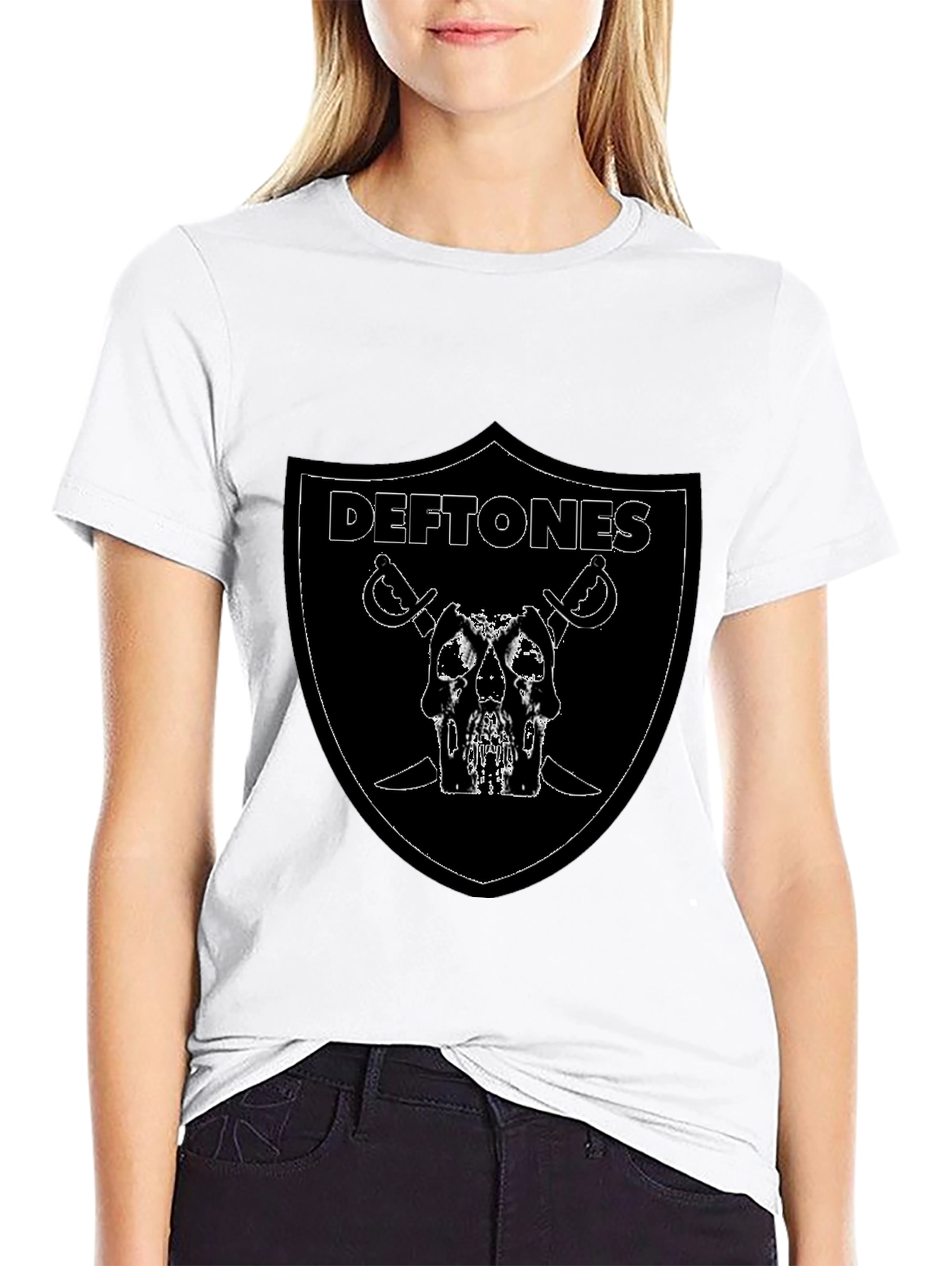Deftones Raiders Style Graphic T-Shirt - Black