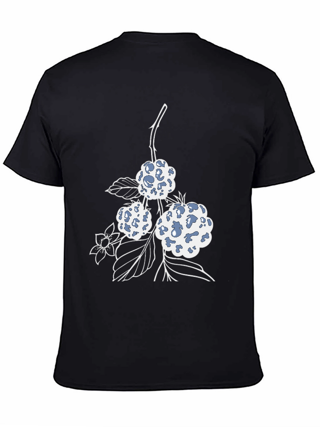 Black T-Shirt with Berry Design