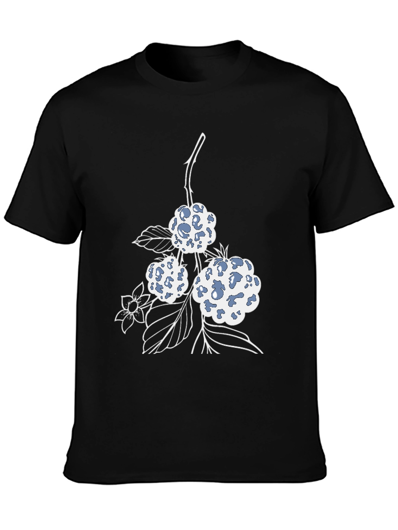 Black T-Shirt with Berry Design