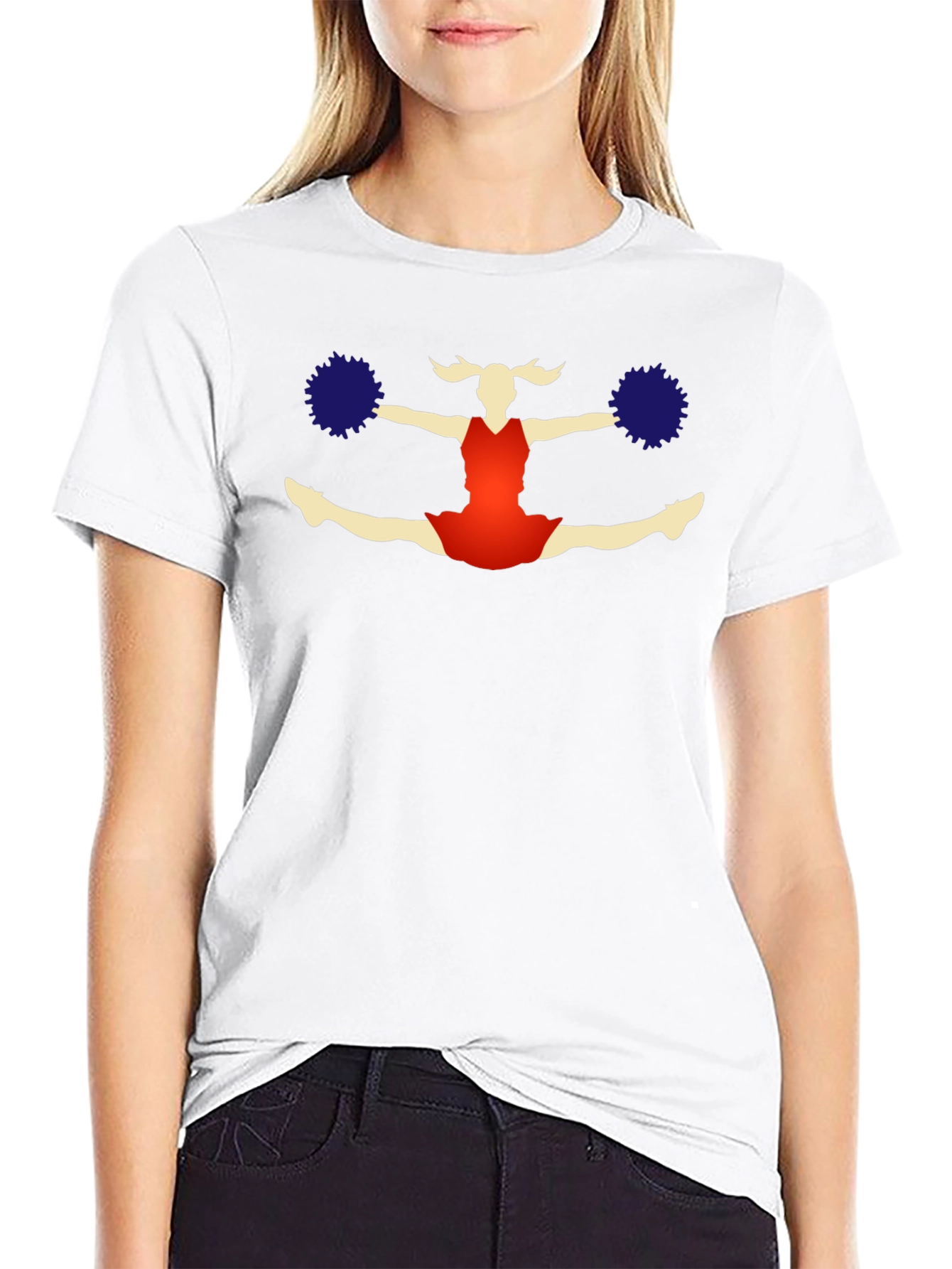 Cheerleader Graphic T-Shirt - Black Cotton Tee
