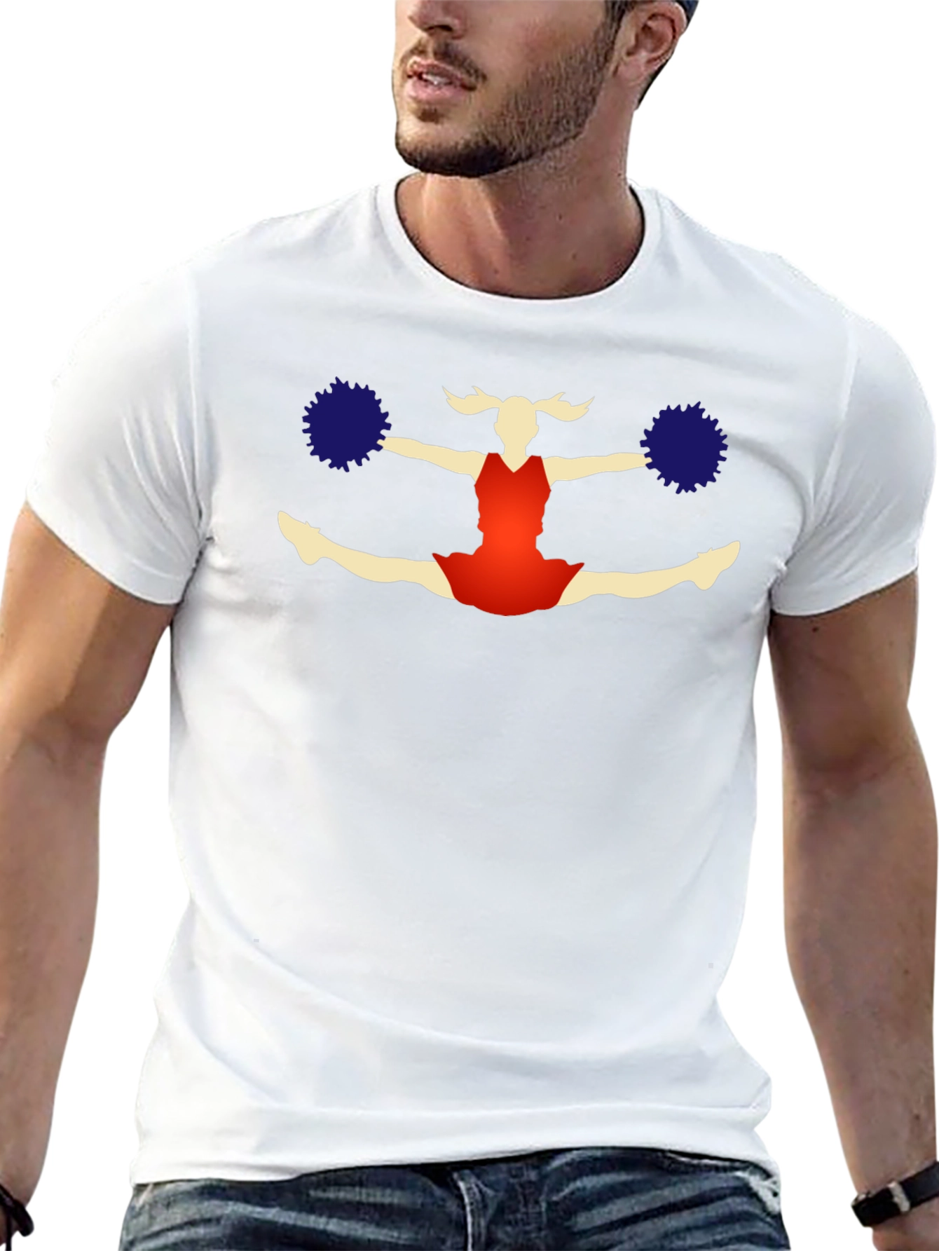 Cheerleader Graphic T-Shirt - Black Cotton Tee