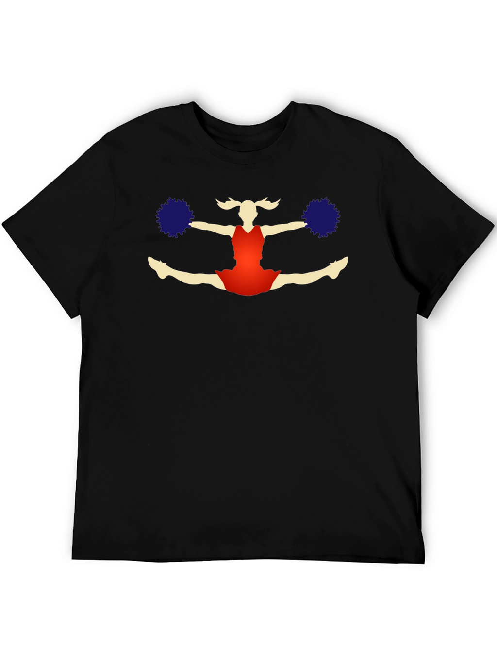 Cheerleader Graphic T-Shirt - Black Cotton Tee