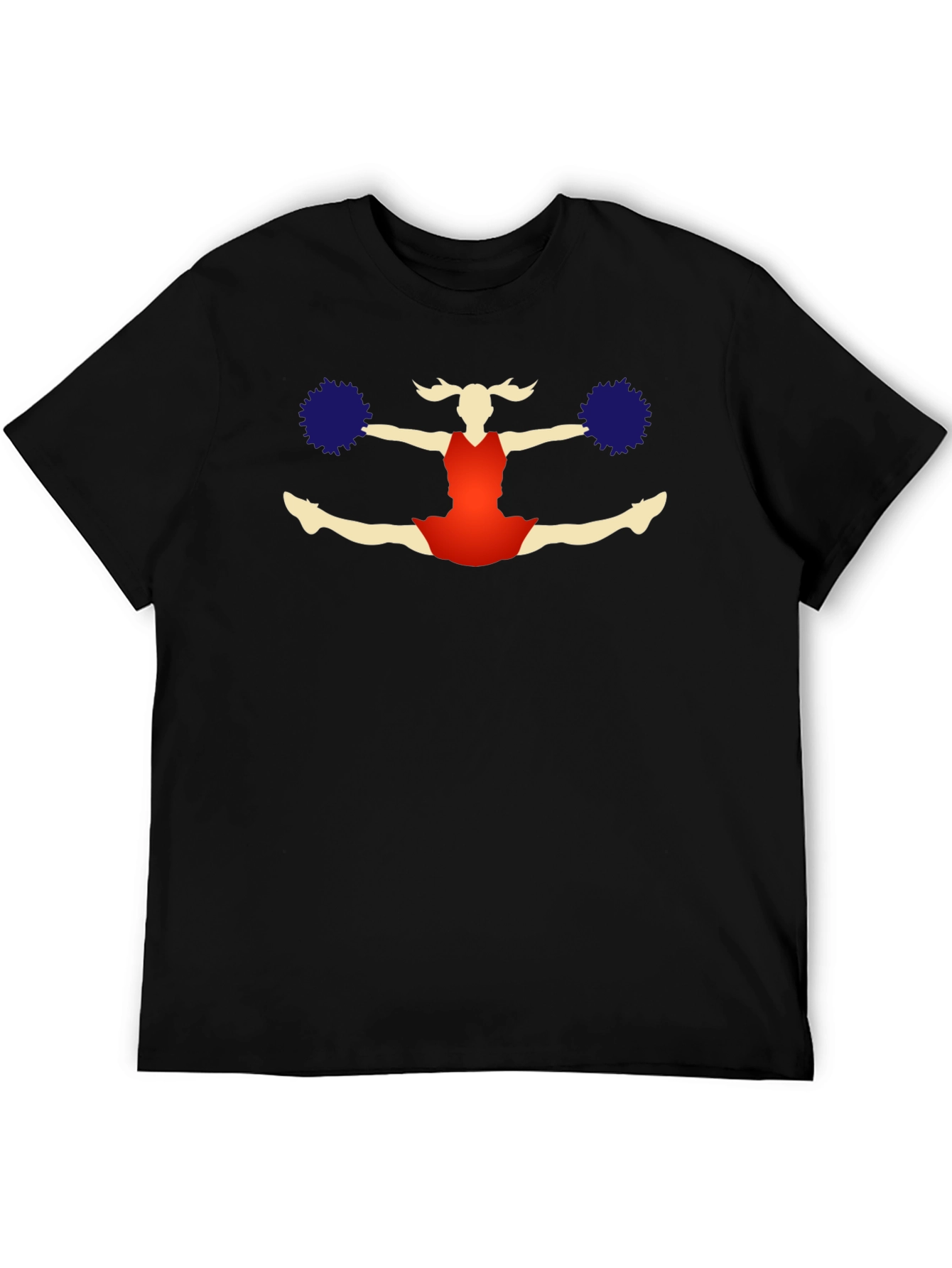 Cheerleader Graphic T-Shirt - Black Cotton Tee