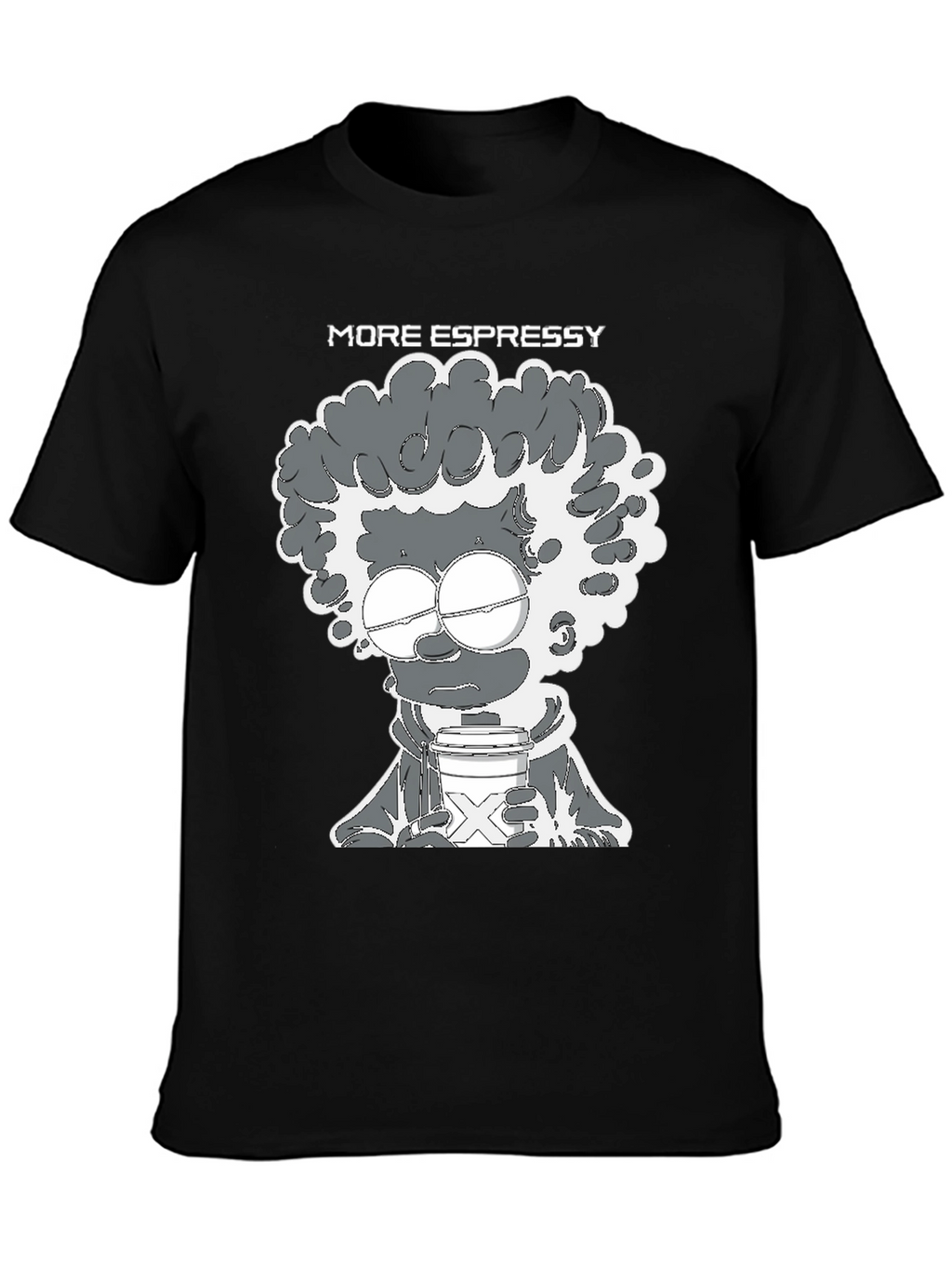 More Espressy Cartoon Graphic Black T-Shirt