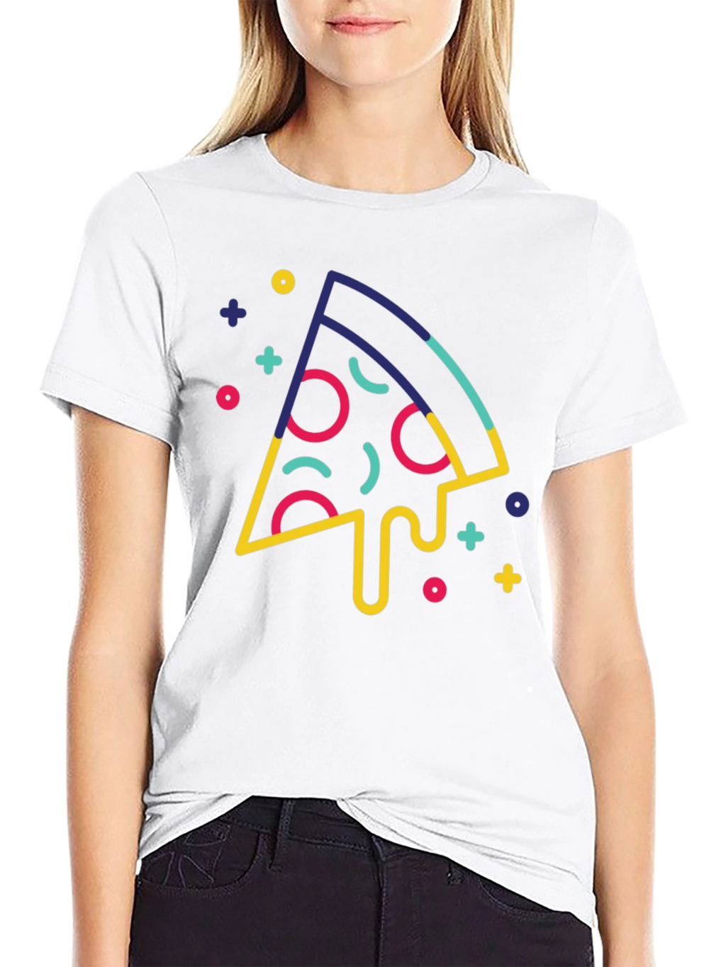 Funky Pizza Slice Graphic Black T-Shirt