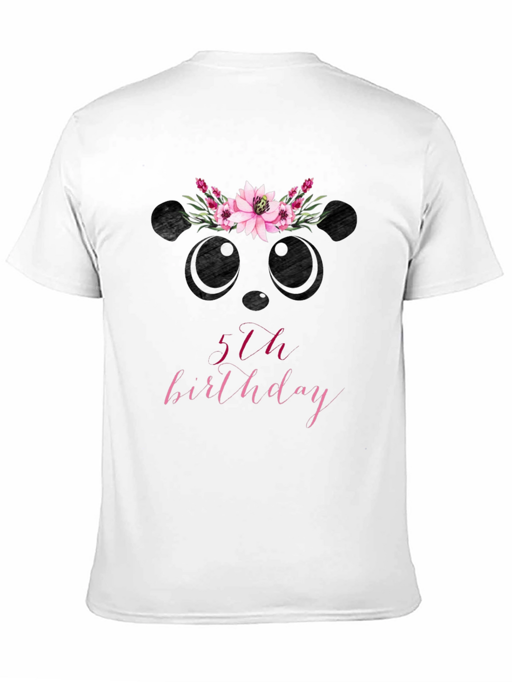 5th Birthday Panda Bear Floral T-Shirt