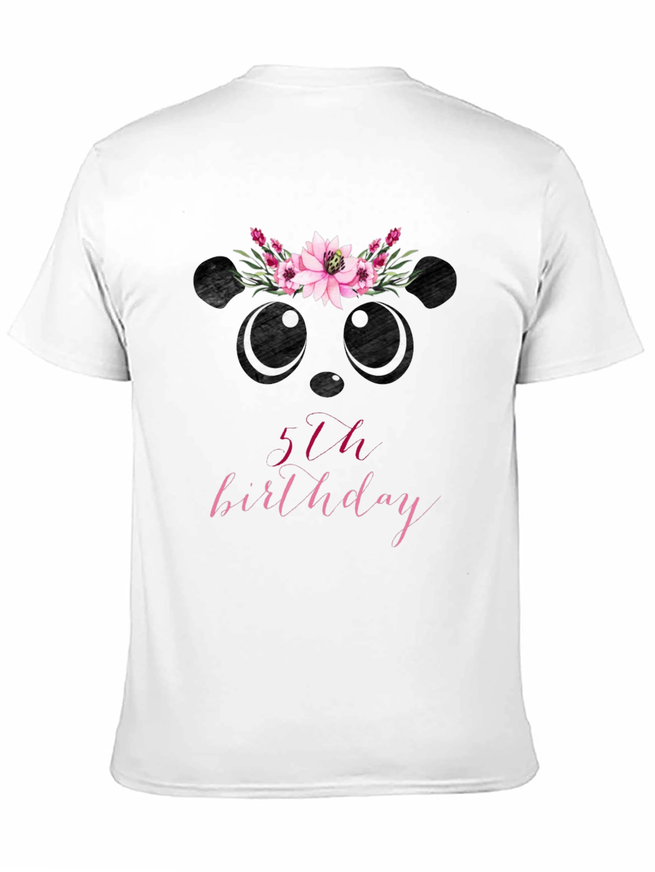 5th Birthday Panda Bear Floral T-Shirt