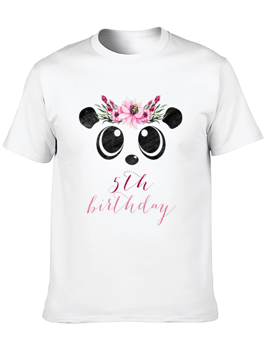 5th Birthday Panda Bear Floral T-Shirt