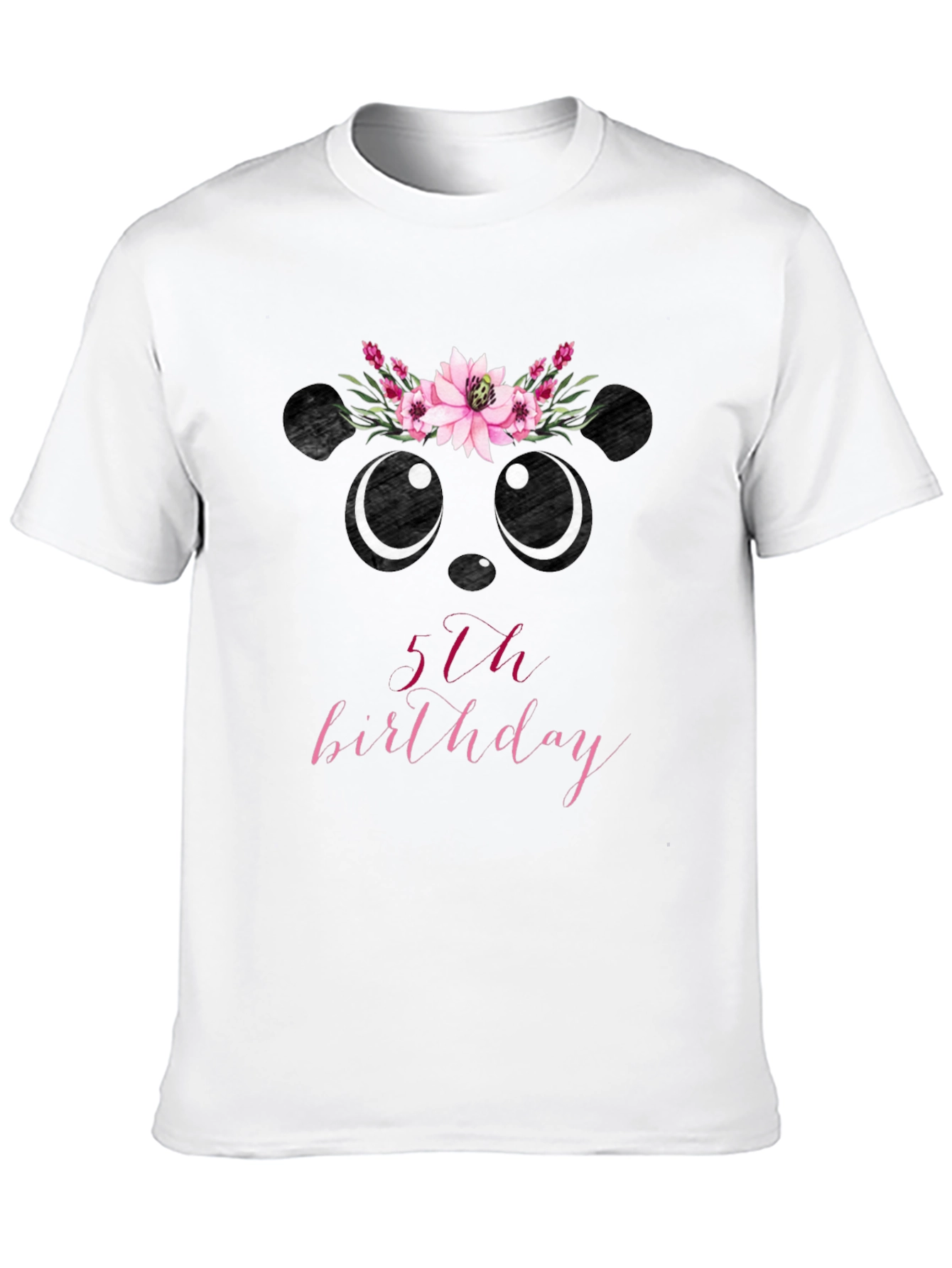 5th Birthday Panda Bear Floral T-Shirt