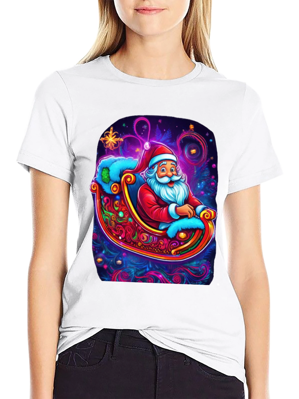 Santa Sleigh Graphic Tee - Holiday Cheer