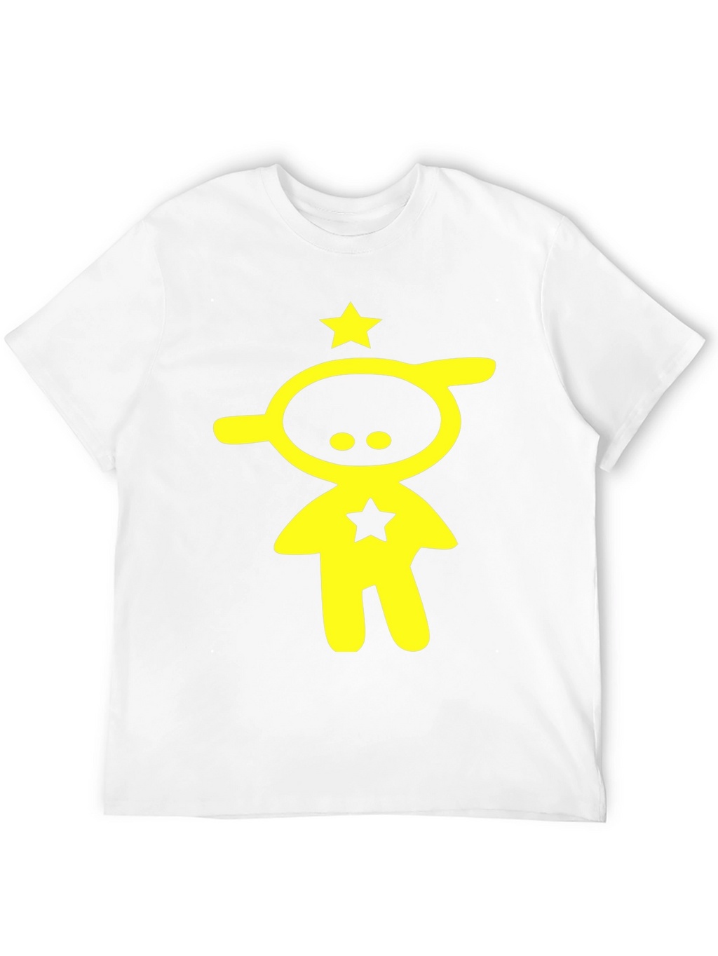 Abstract Yellow Star Character Black T-Shirt