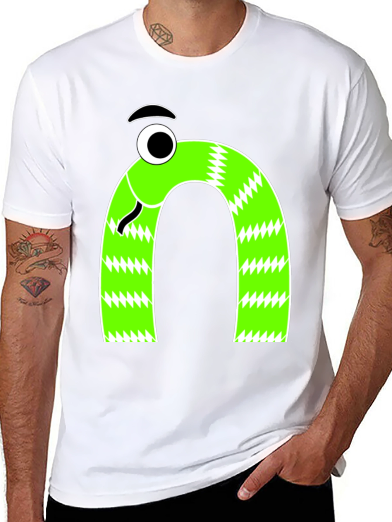 Funny Snake Graphic Tee - Mens Black T-Shirt
