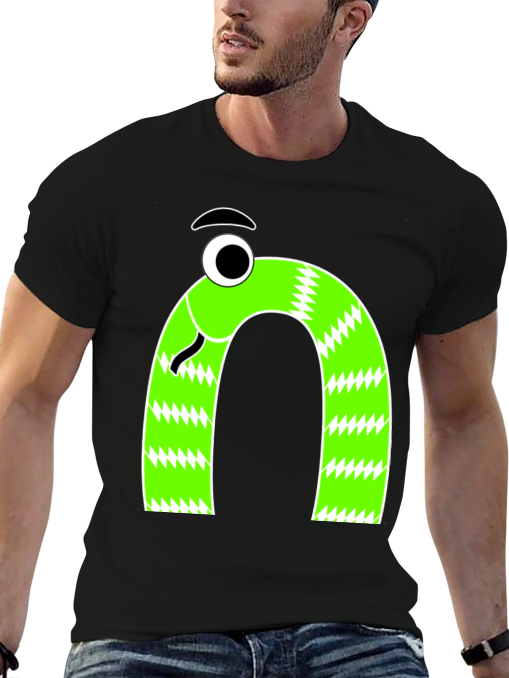 Funny Snake Graphic Tee - Mens Black T-Shirt