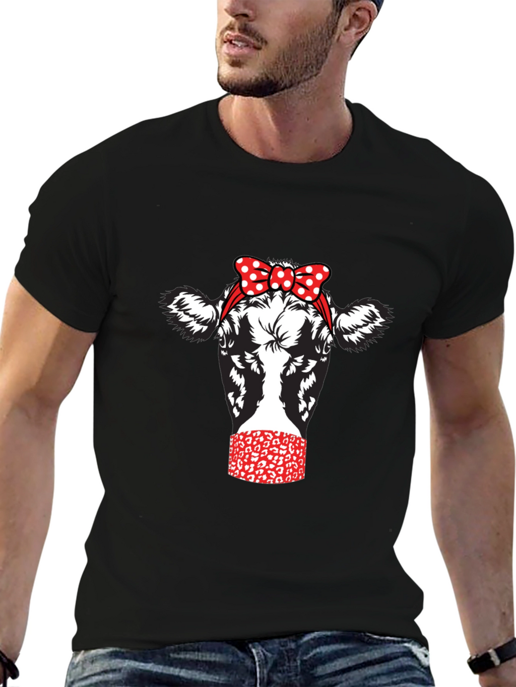 Cow with Bandana Graphic Tee