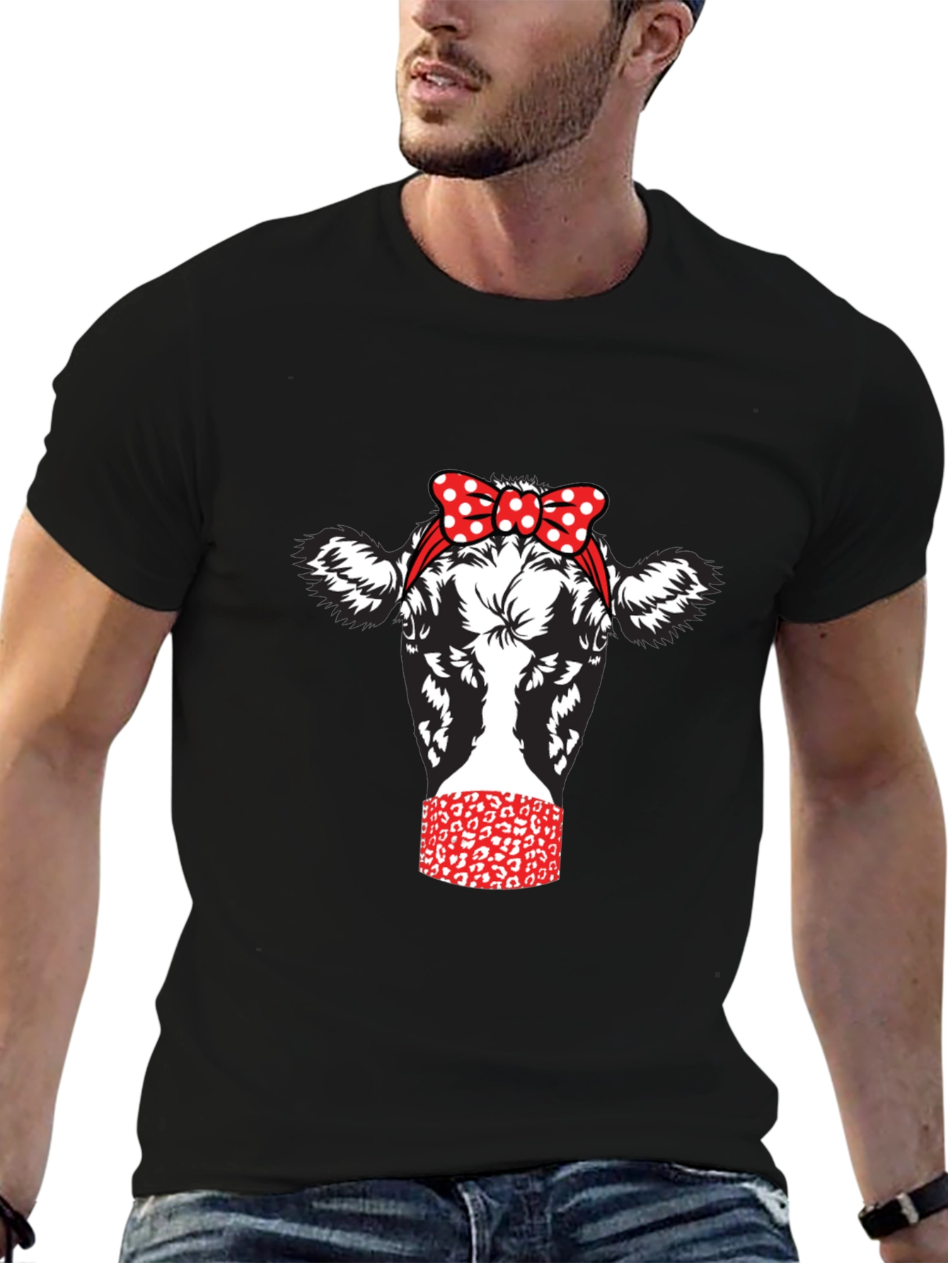 Cow with Bandana Graphic Tee