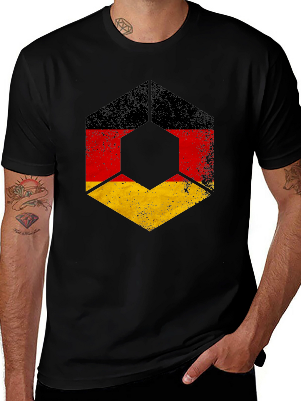 German Flag Distressed Graphic T-Shirt