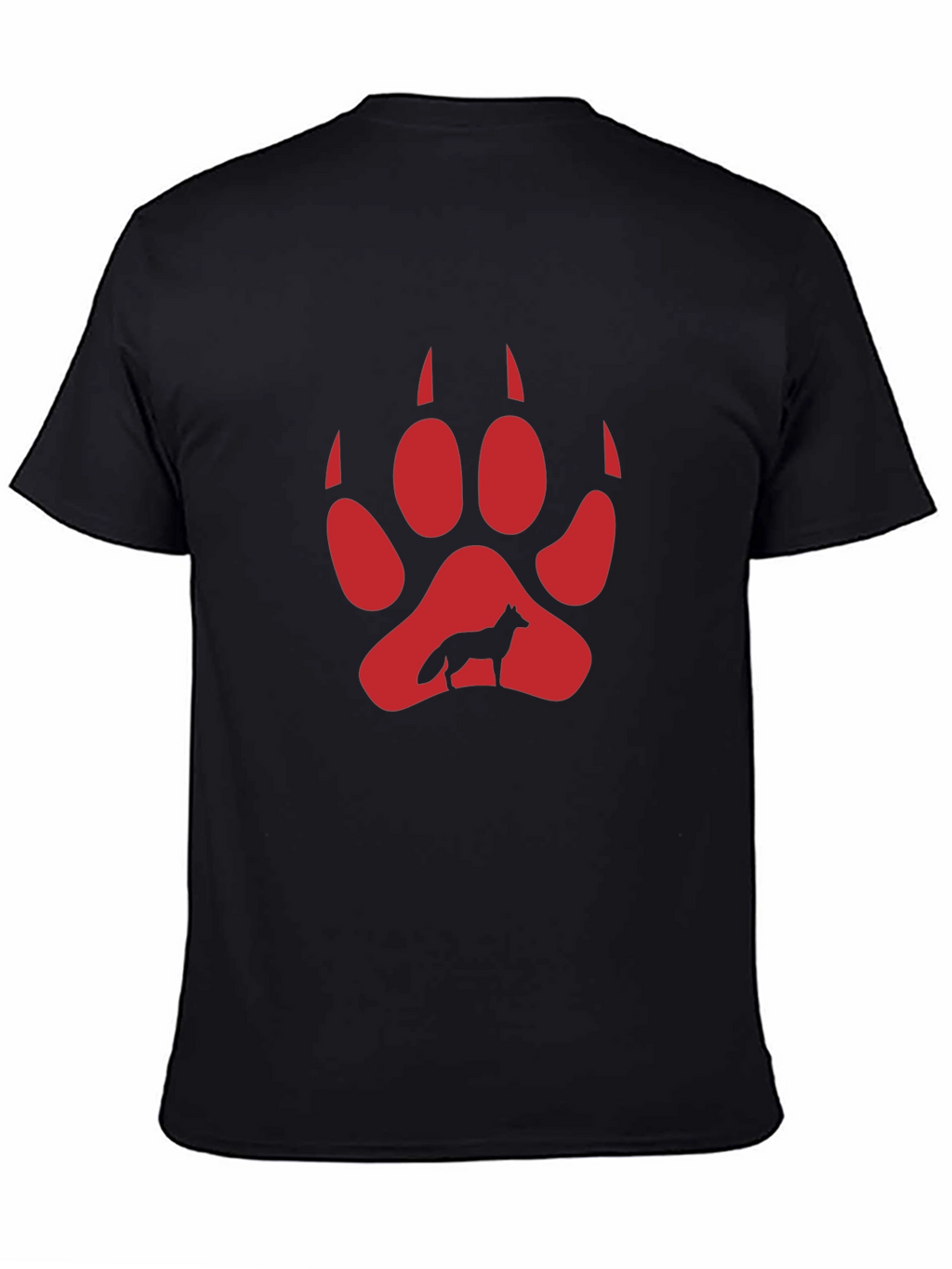 Wolf Paw Print Graphic Tee - Black Cotton Blend