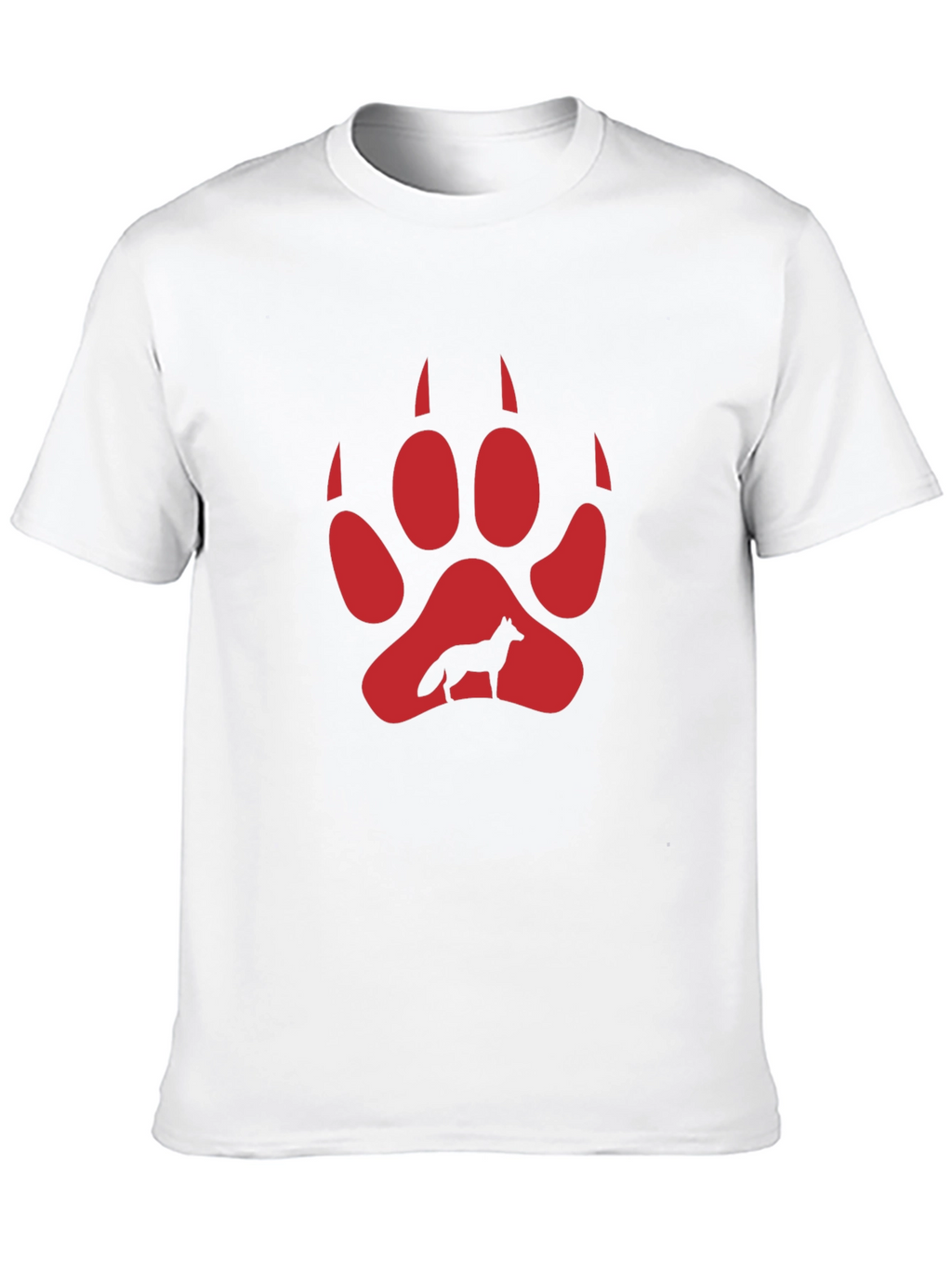 Wolf Paw Print Graphic Tee - Black Cotton Blend