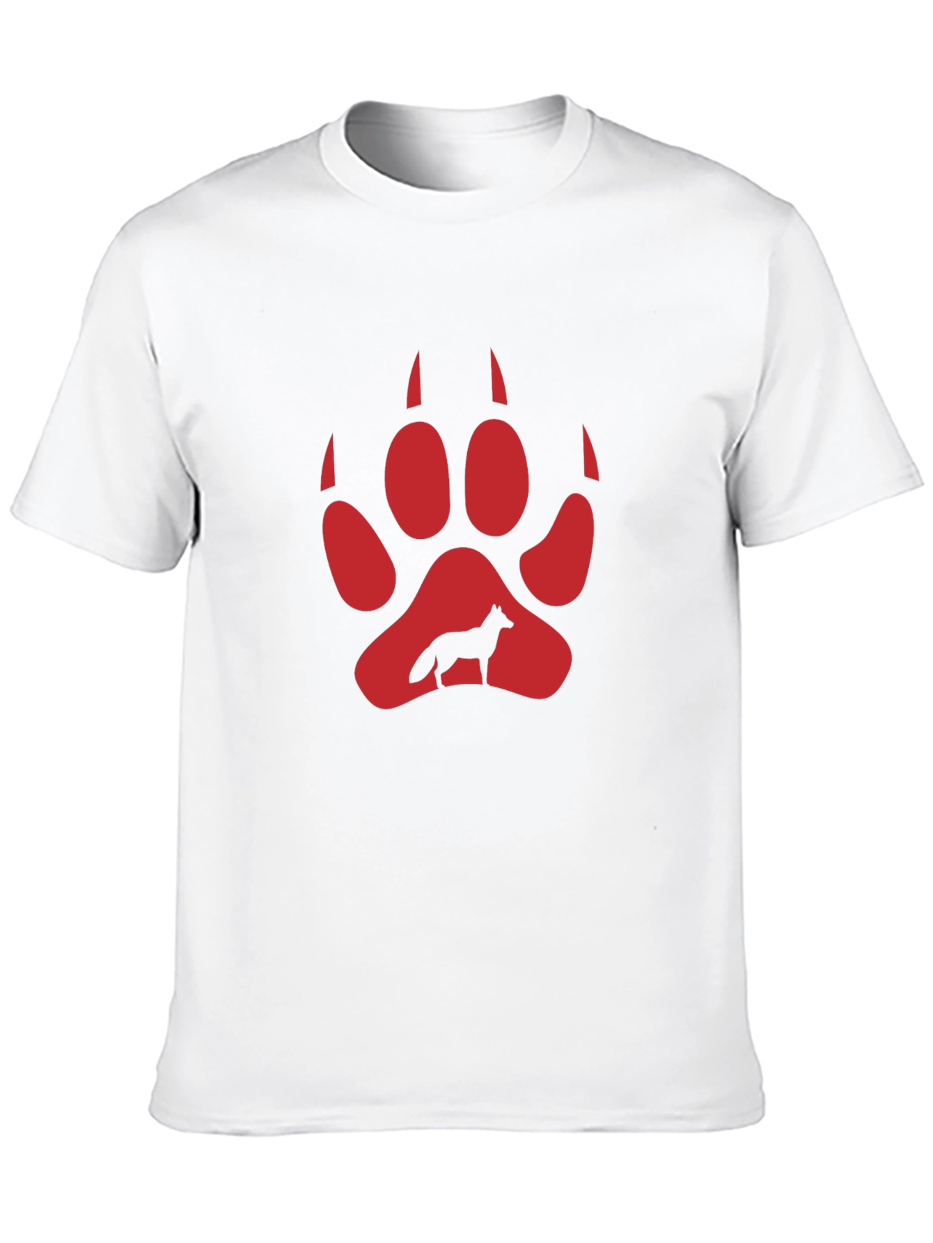 Wolf Paw Print Graphic Tee - Black Cotton Blend