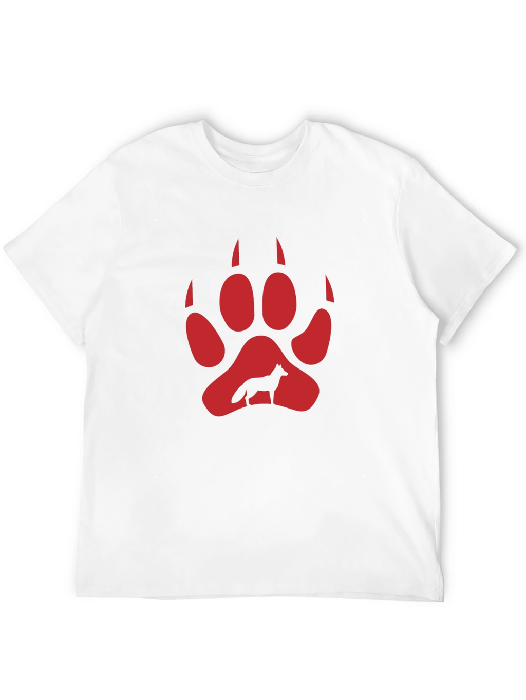 Wolf Paw Print Graphic Tee - Black Cotton Blend