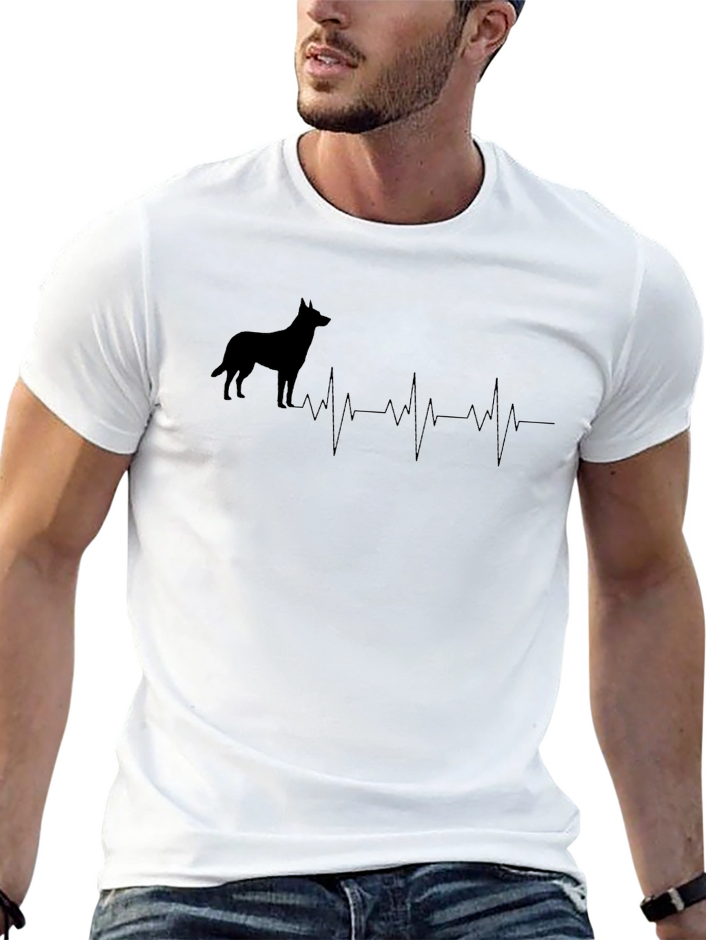Dog Breed Heartbeat T-Shirt - Black