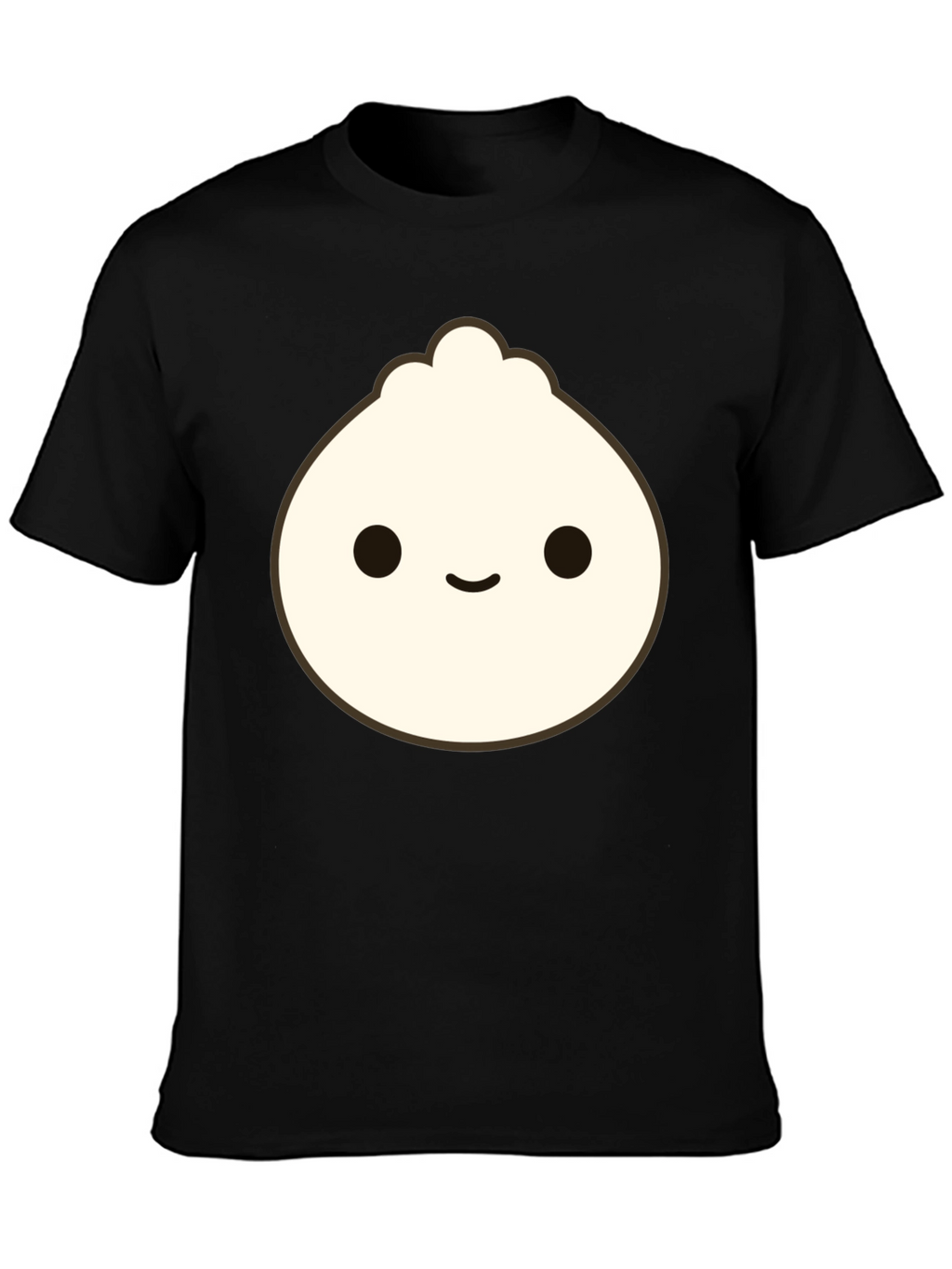Cute Dumpling Graphic Tee - Black Cotton T-Shirt