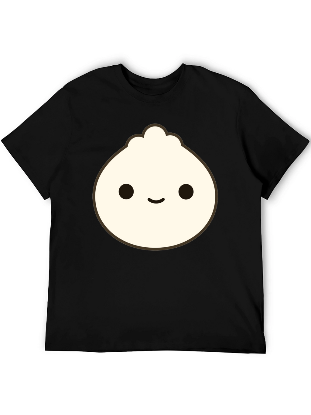 Cute Dumpling Graphic Tee - Black Cotton T-Shirt