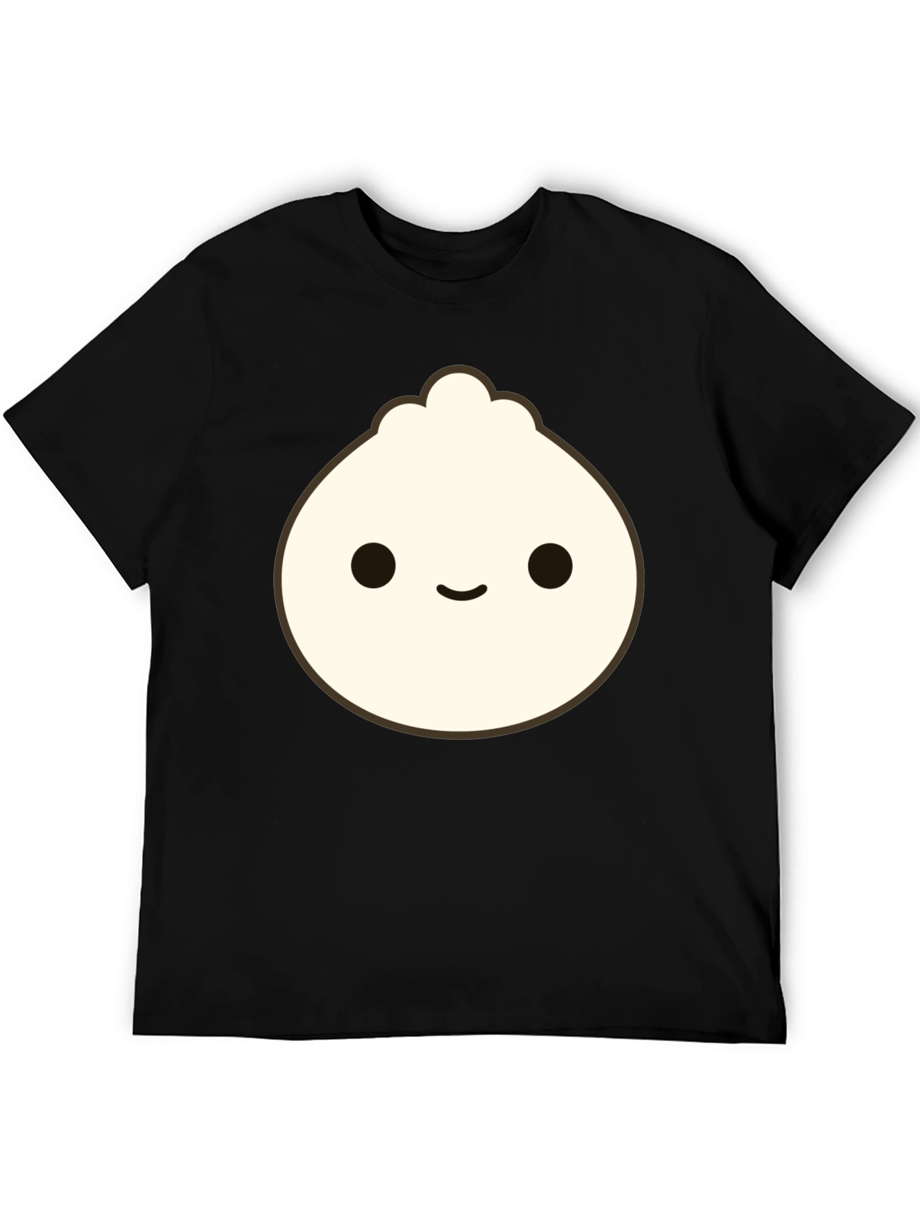 Cute Dumpling Graphic Tee - Black Cotton T-Shirt