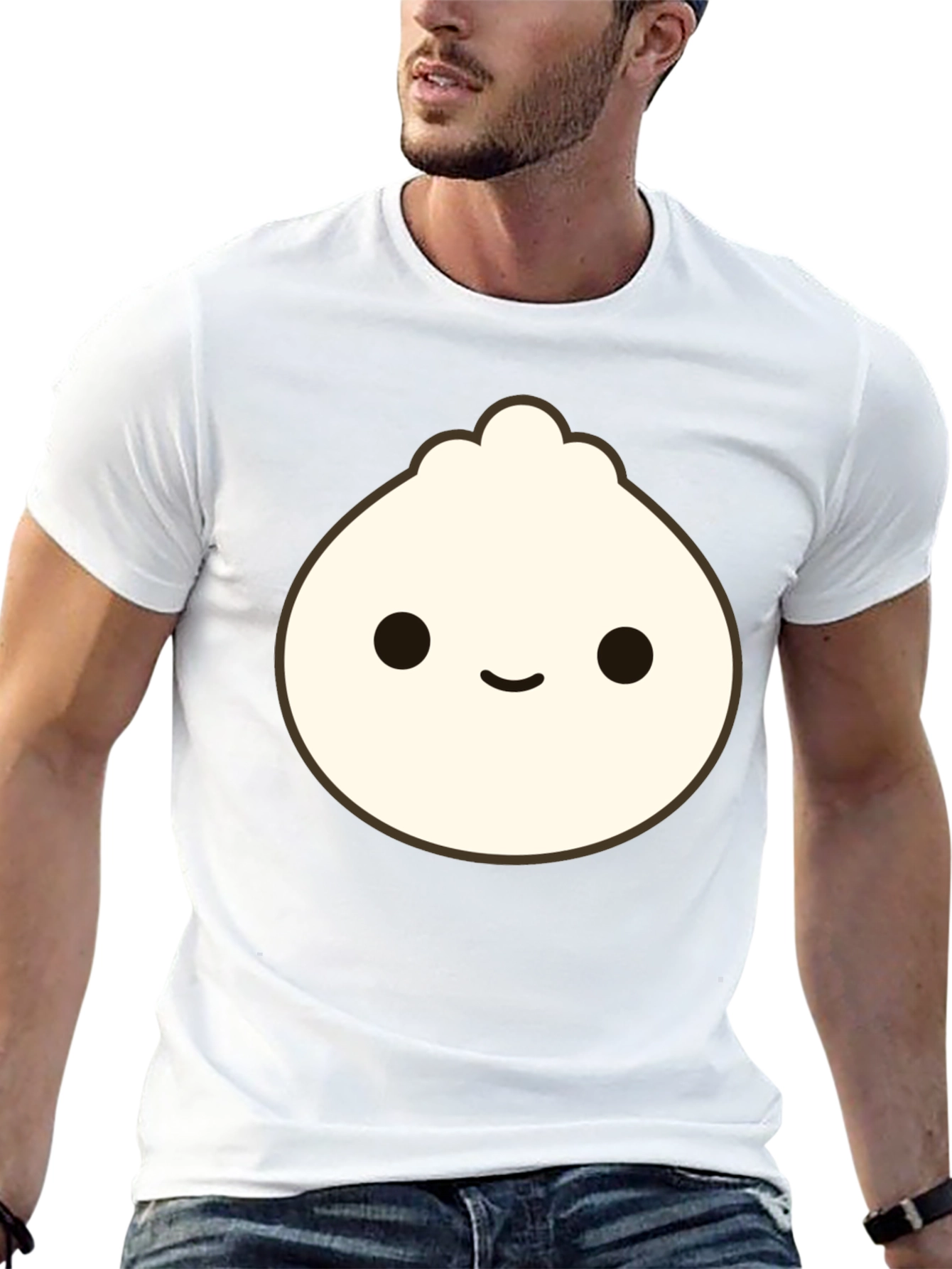 Cute Dumpling Graphic Tee - Black Cotton T-Shirt