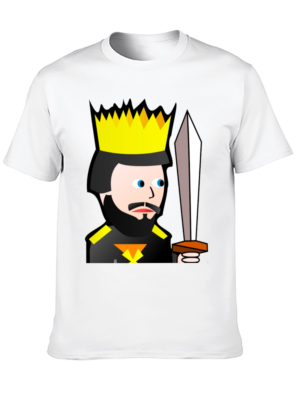 King Cartoon Black T-Shirt - Sword Graphic Tee