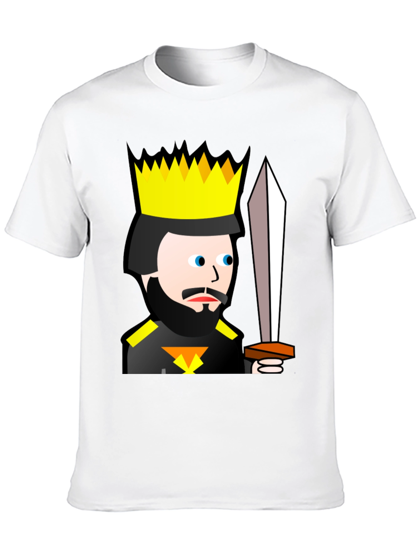 King Cartoon Black T-Shirt - Sword Graphic Tee