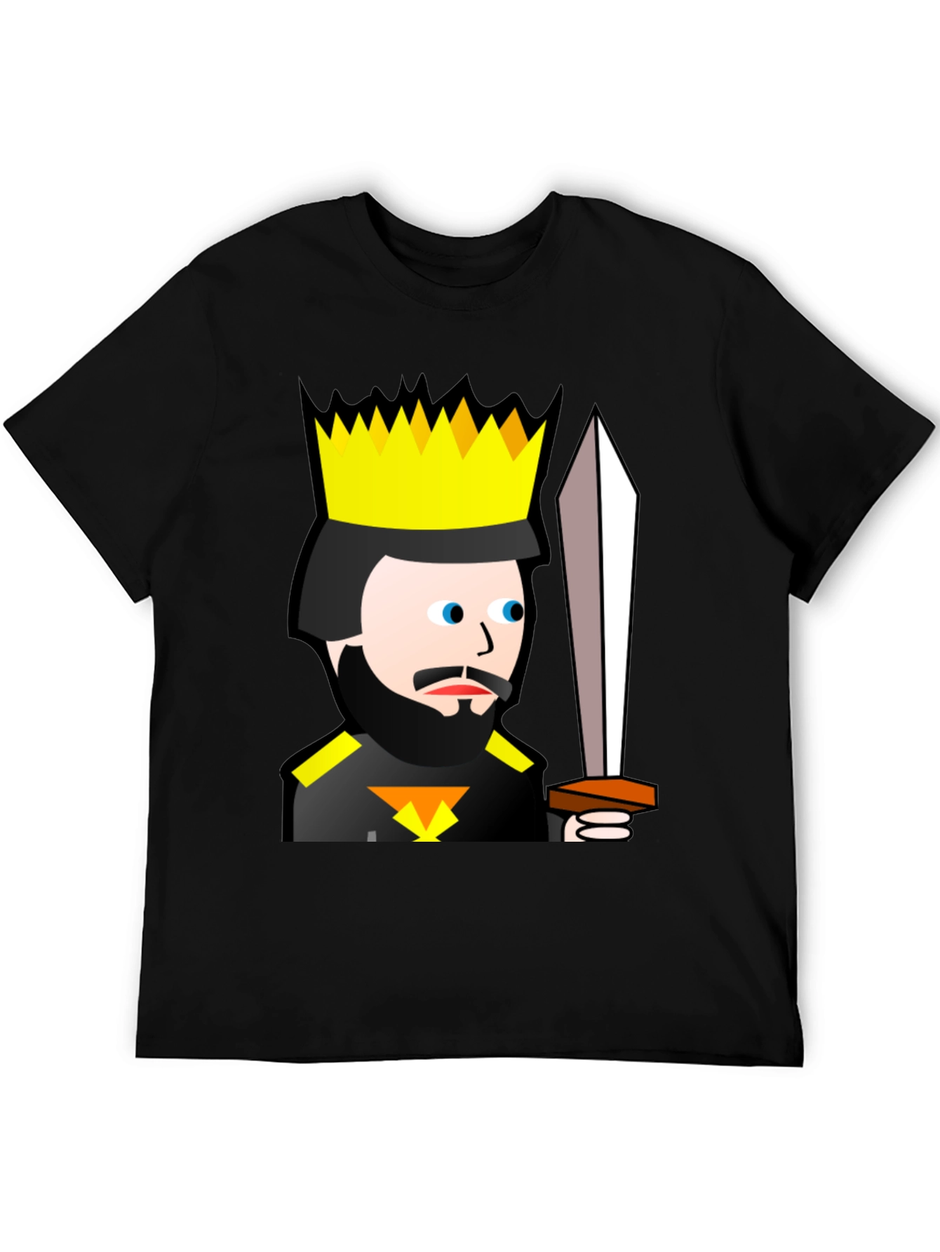 King Cartoon Black T-Shirt - Sword Graphic Tee