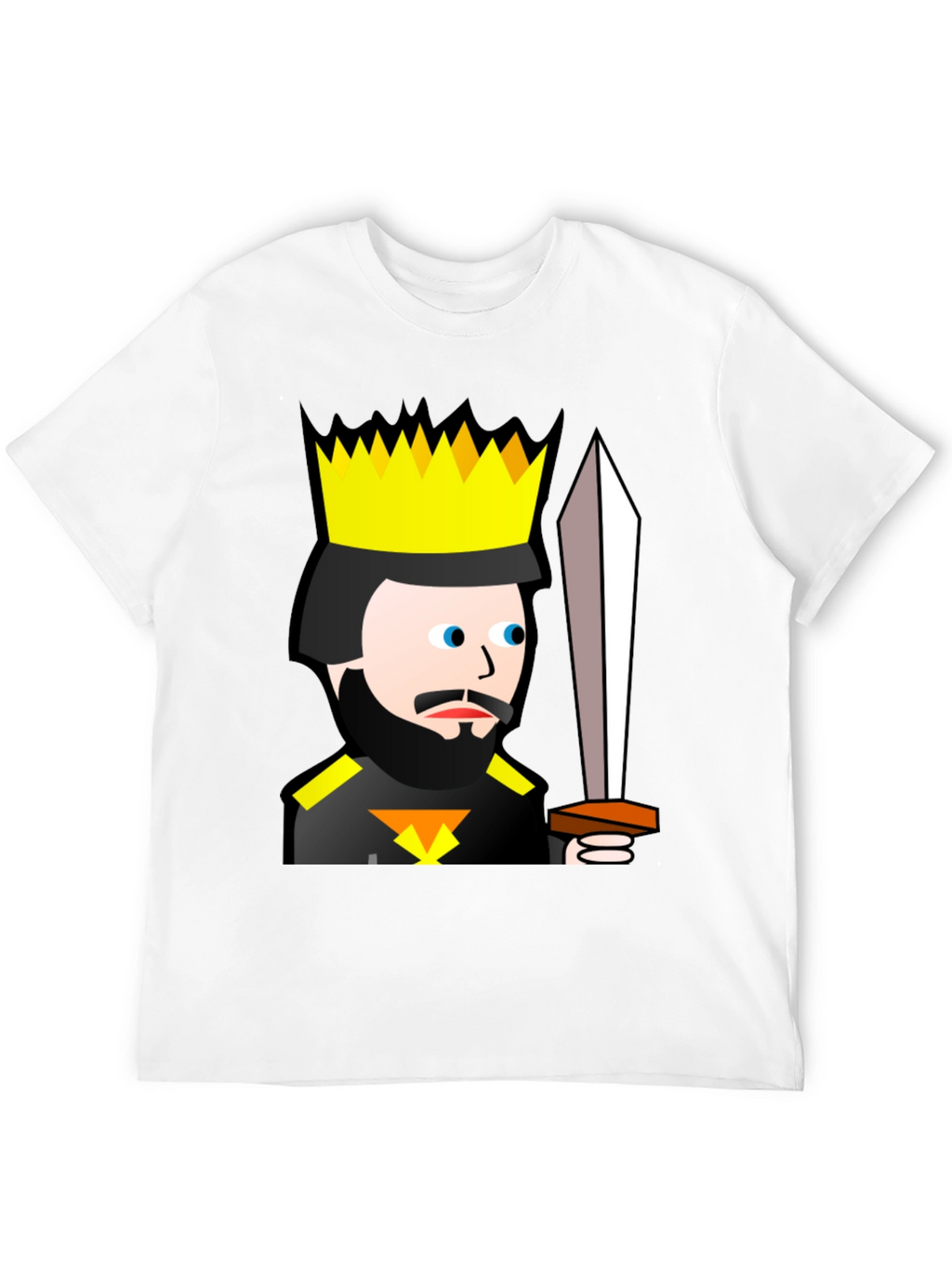 King Cartoon Black T-Shirt - Sword Graphic Tee
