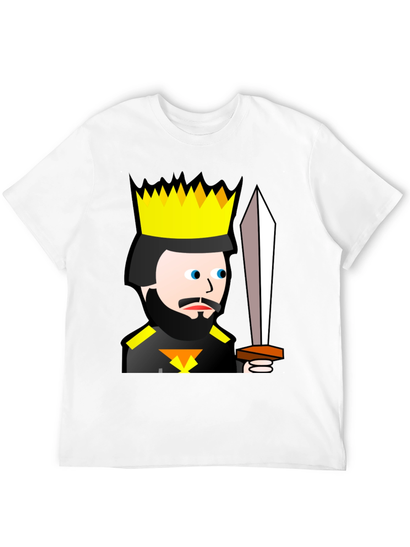 King Cartoon Black T-Shirt - Sword Graphic Tee