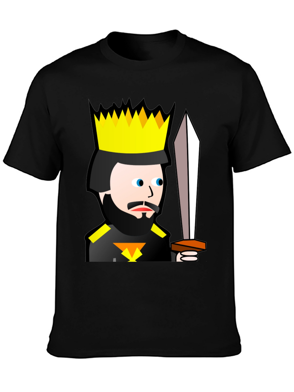 King Cartoon Black T-Shirt - Sword Graphic Tee