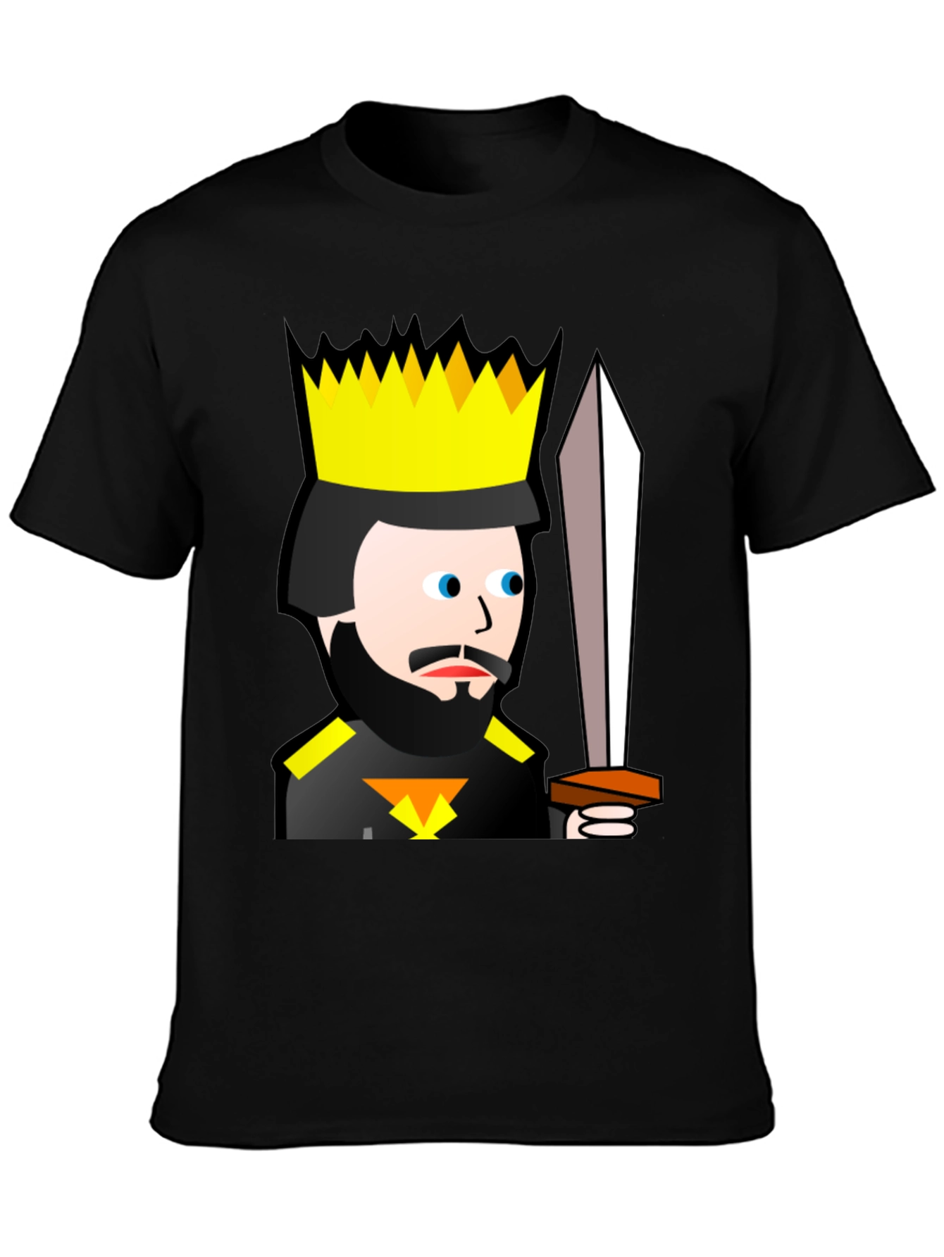 King Cartoon Black T-Shirt - Sword Graphic Tee
