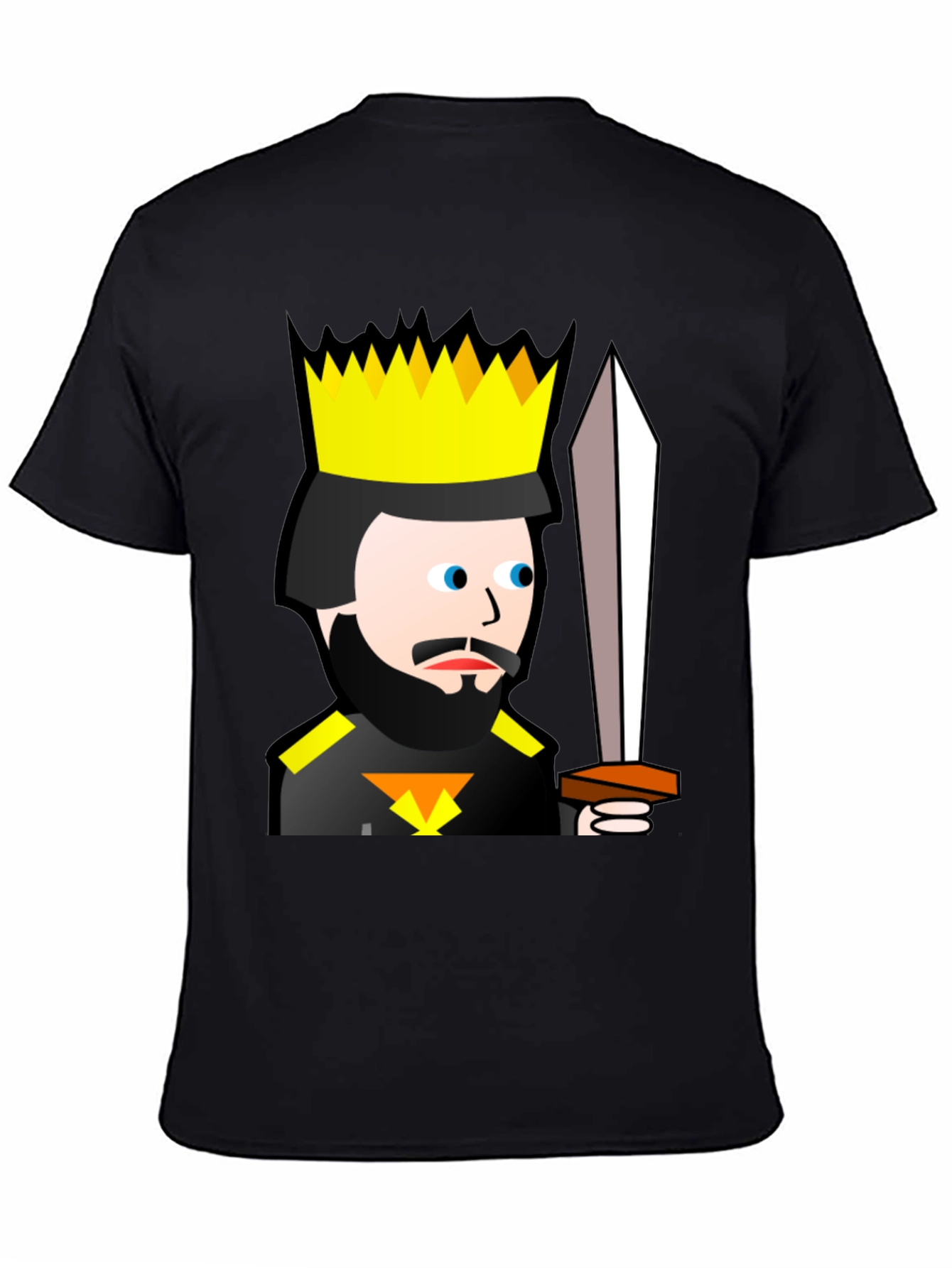King Cartoon Black T-Shirt - Sword Graphic Tee