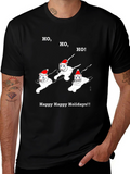 Festive Cat Holiday T-Shirt - Ho Ho Ho!