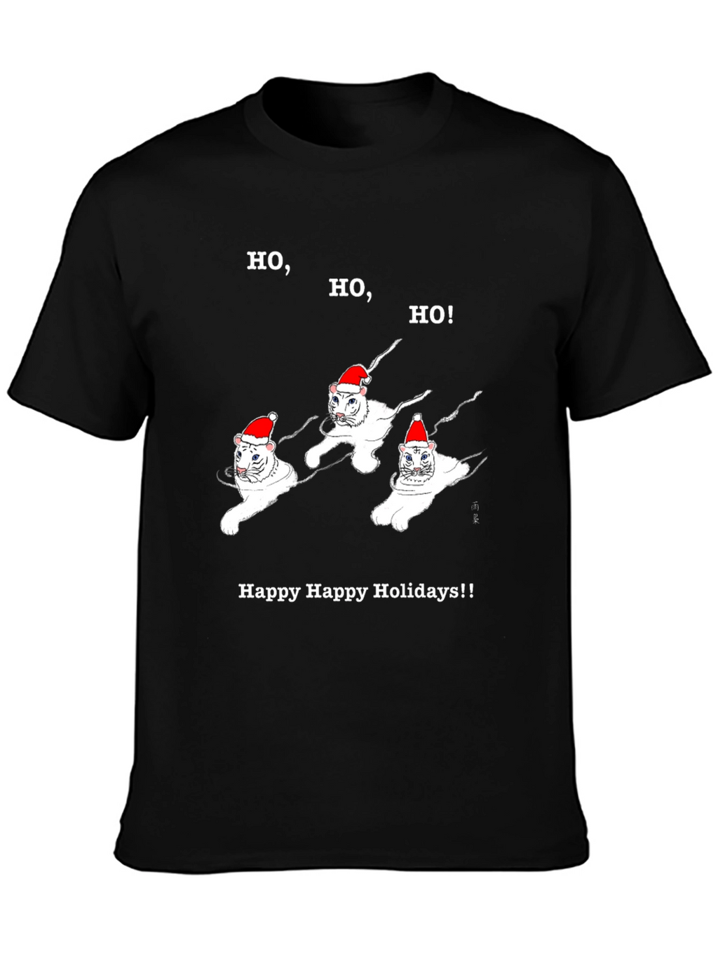 Festive Cat Holiday T-Shirt - Ho Ho Ho!