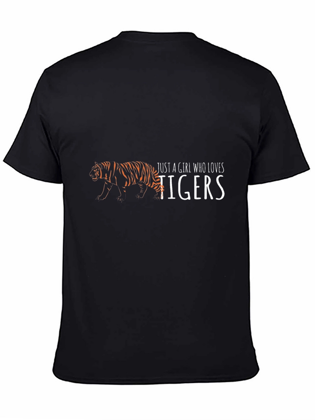 Girl Who Loves Tigers Black T-Shirt