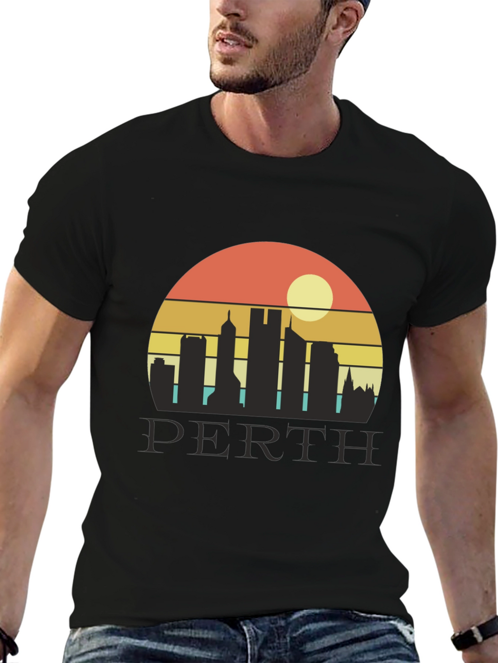 Retro Perth Skyline Graphic Tee