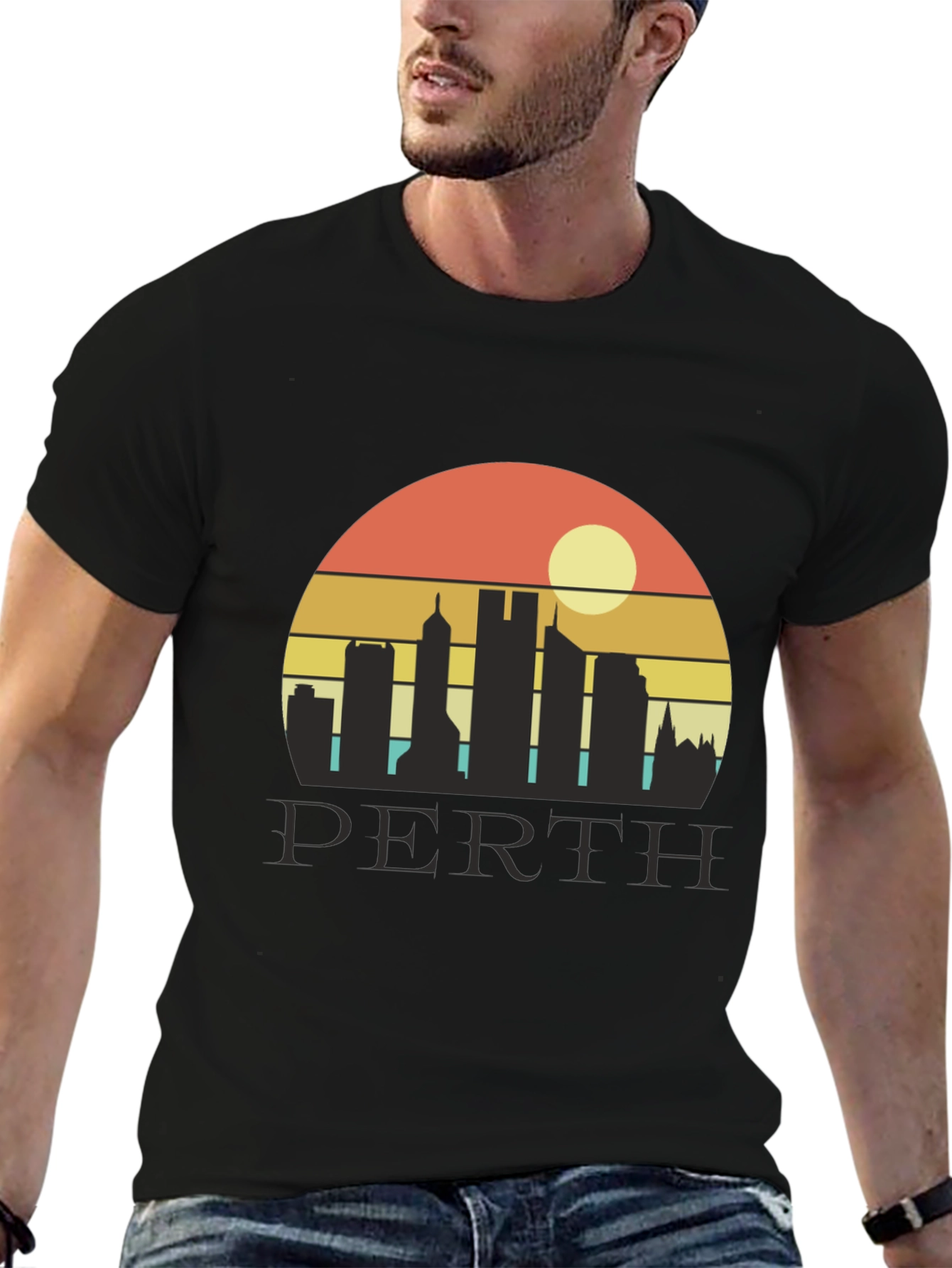 Retro Perth Skyline Graphic Tee