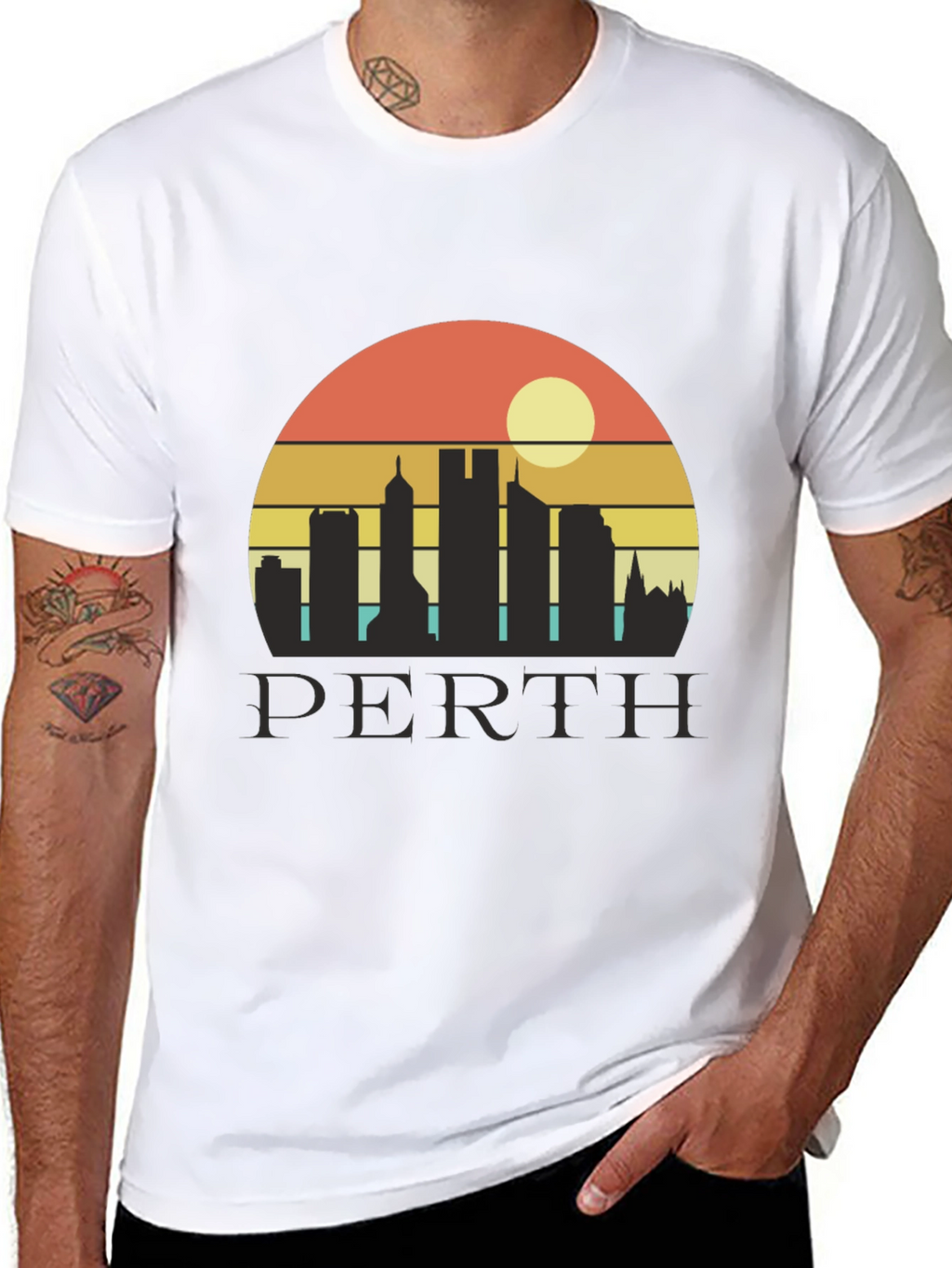 Retro Perth Skyline Graphic Tee