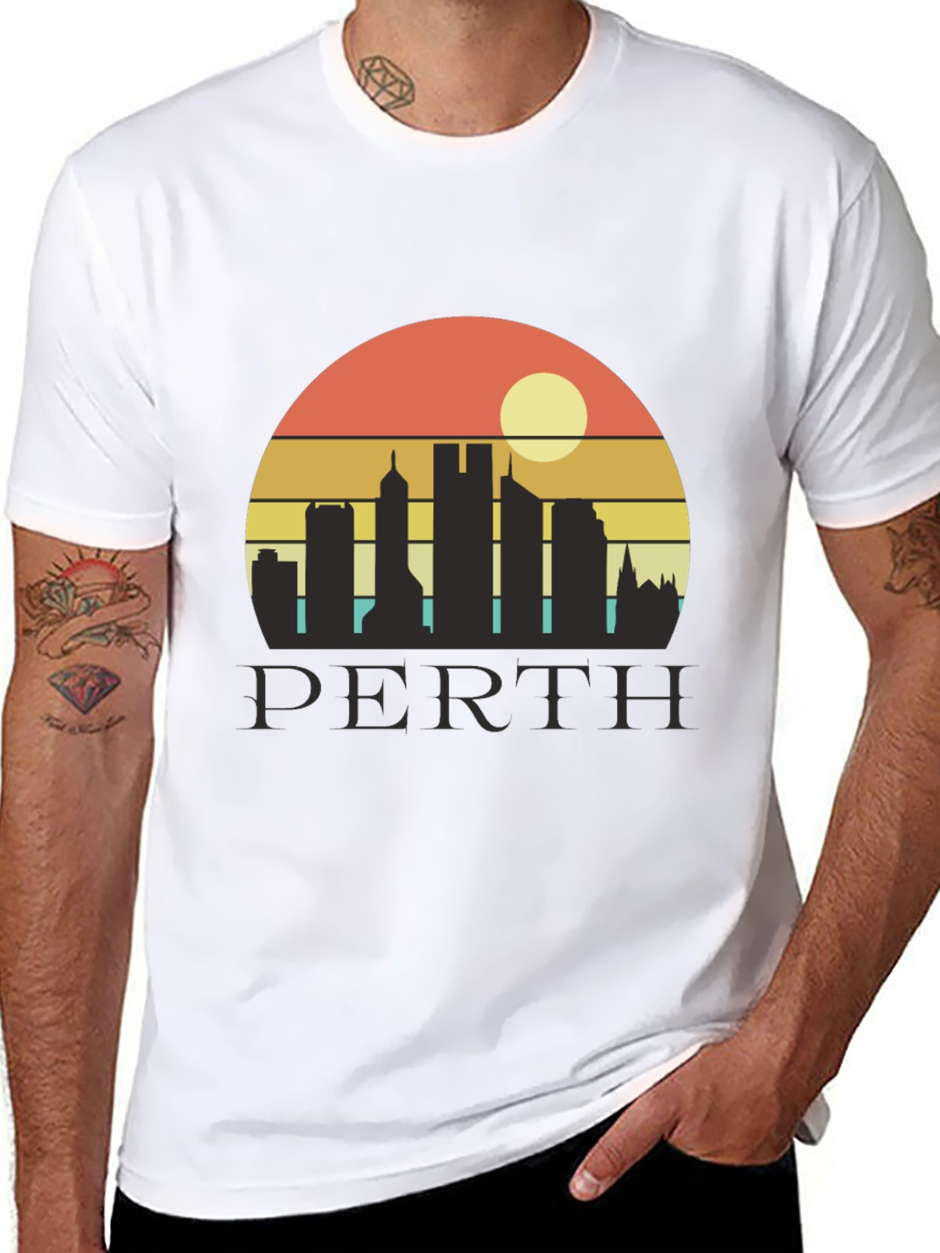 Retro Perth Skyline Graphic Tee