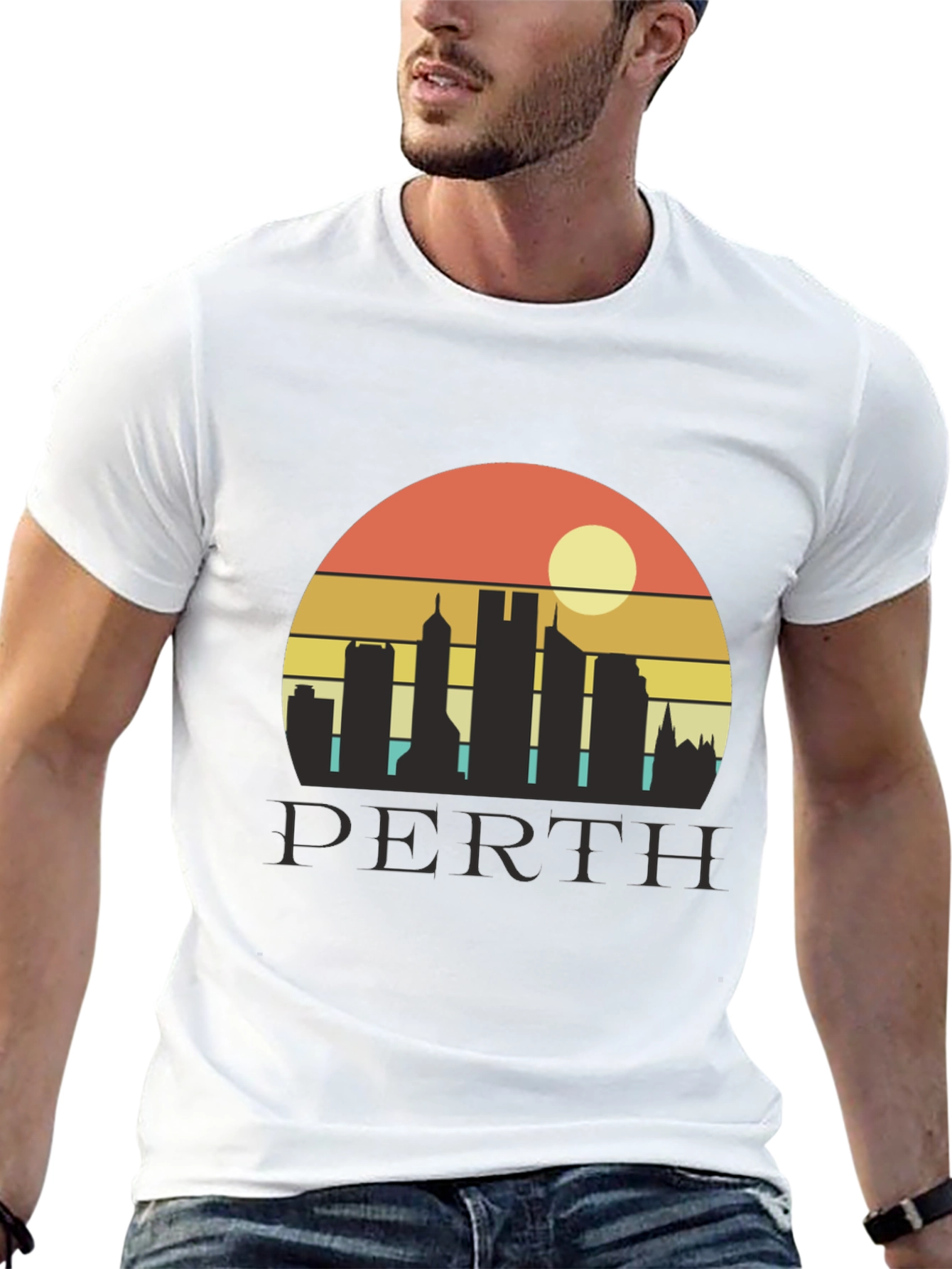 Retro Perth Skyline Graphic Tee