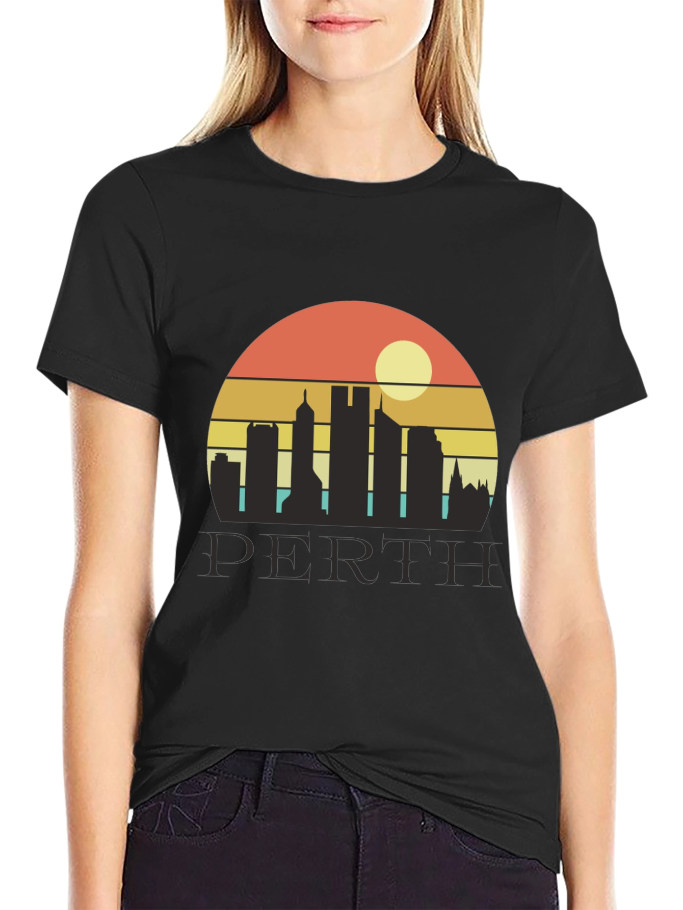 Retro Perth Skyline Graphic Tee
